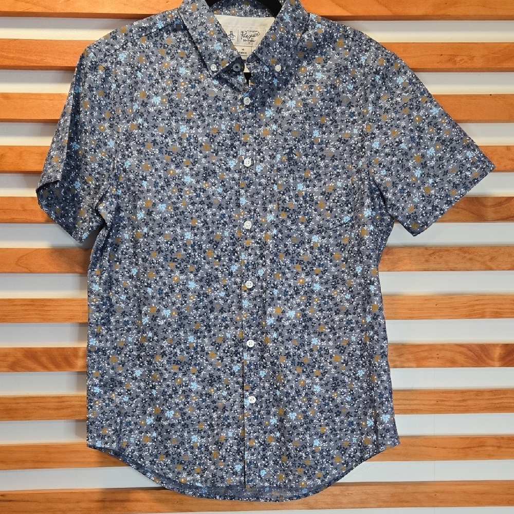 Penguin Men’s Floral Print‎ Button Down Shirt Size M Short Sleeve - Picture 2 of 3